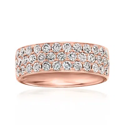 Pre-owned Ross-simons C. 2000 Vintage 1.52 Ct. T.w. Diamond Three-row Ring In 14kt Rose Gold In Pink