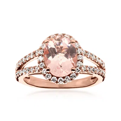 Pre-owned Ross-simons C. 2000 Vintage 1.80 Carat Morganite Ring With .75 Ct. T.w. Diamonds In 14kt Rose Gold In Pink