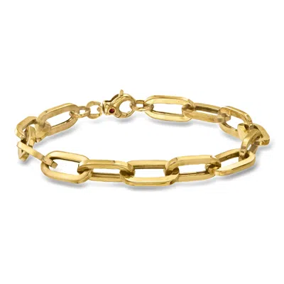Pre-owned Ross-simons C. 2000 Vintage 18kt Yellow Gold Paper Clip Link Bracelet With Rubies