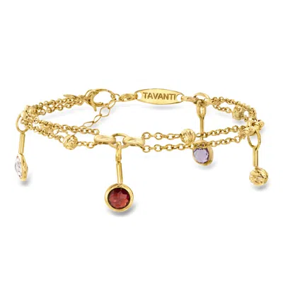 Pre-owned Ross-simons C. 2000 Vintage 2.10 Ct. T.w. Multi-gemstone Drop Bracelet In 18kt Yellow Gold