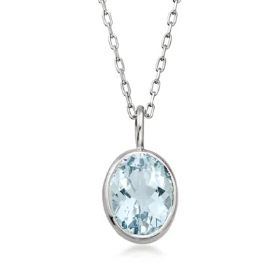 Pre-owned Ross-simons C. 2000 Vintage 2.15 Carat Aquamarine Adjustable Necklace In 18kt White Gold In Silver