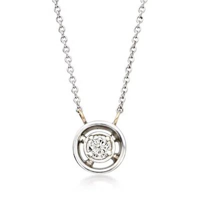 Pre-owned Ross-simons C. 2000 Vintage .25 Carat Diamond Open-space Frame Necklace With Palladium And 14kt White Gold In Silver
