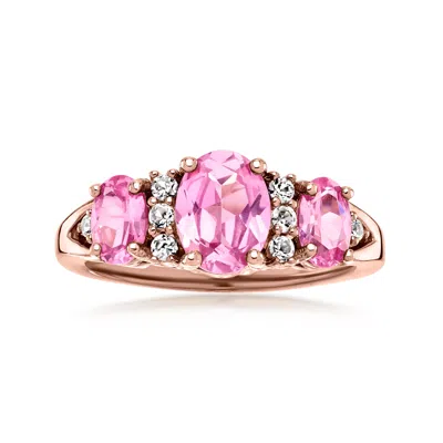 Pre-owned Ross-simons C. 2000 Vintage 2.55 Ct. T.w. Pink And White Cz Ring In 14kt Rose Gold Over Sterling