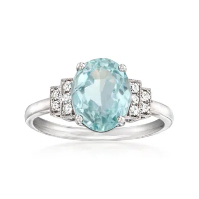 Pre-owned Ross-simons C. 2000 Vintage 2.62 Carat Aquamarine Ring With .13 Ct. T.w. Diamonds In 14kt White Gold In Silver