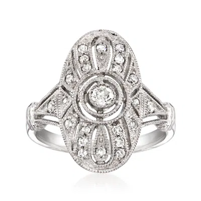 Pre-owned Ross-simons C. 2000 Vintage .30 Ct. T.w. Diamond Filigree Ring In Platinum In Silver