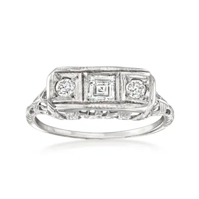 Pre-owned Ross-simons C. 2000 Vintage .32 Ct. T.w. Diamond Filigree Ring In 18kt White Gold In Silver