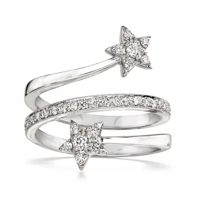 Pre-owned Ross-simons C. 2000 Vintage .44 Ct. T.w. Diamond Star Bypass Ring In 18kt White Gold In Silver