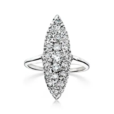 Pre-owned Ross-simons C. 2000 Vintage .52 Ct. T.w. Diamond Navette Cluster Ring In 14kt White Gold In Silver