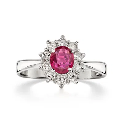 Pre-owned Ross-simons C. 2000 Vintage .55 Carat Ruby Ring With .27 Ct. T.w. Diamonds In Platinum In Silver