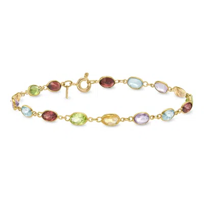 Pre-owned Ross-simons C. 2000 Vintage 7.10 Ct. T.w. Multi-gemstone Bracelet In 14kt Yellow Gold