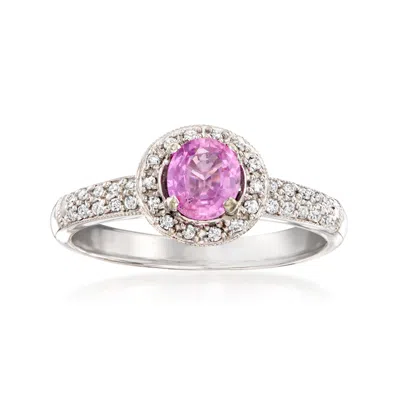Pre-owned Ross-simons C. 2000 Vintage .75 Carat Pink Sapphire Ring With .36 Ct. T.w. Diamonds In 18kt White Gold In Silver