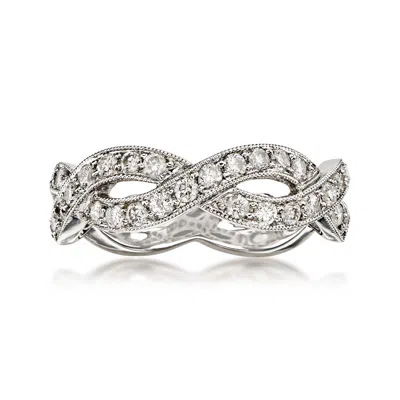 Pre-owned Ross-simons C. 2000 Vintage .75 Ct. T.w. Diamond Twisted Ring In 18kt White Gold In Silver