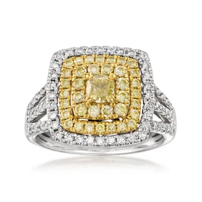 Pre-owned Ross-simons C. 2000 Vintage Effy 2.00 Ct. T.w. White And Yellow Diamond Cluster Ring In 18kt Two-tone Gold In Gold,silver