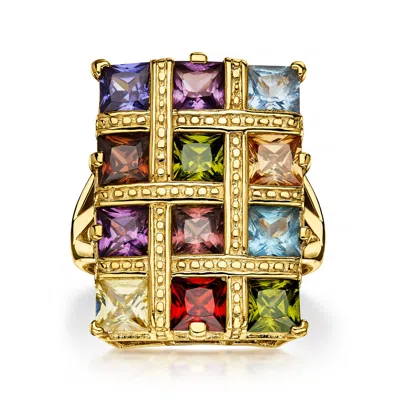 Pre-owned Ross-simons C. 2000 Vintage Simulated Multi-gemstone Ring In 14kt Gold Over Sterling