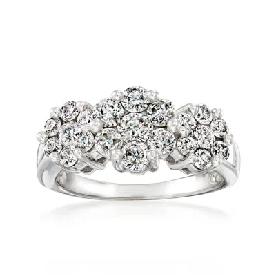 Pre-owned Ross-simons C. 2010 1.50 Ct. T.w. Diamond Floral Ring In 14kt White Gold In Silver