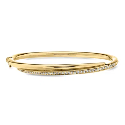 Pre-owned Ross-simons C. 2017 Vintage .50 Ct. T.w. Diamond Bangle Bracelet In 14kt Gold Over Sterling With British Hallmar