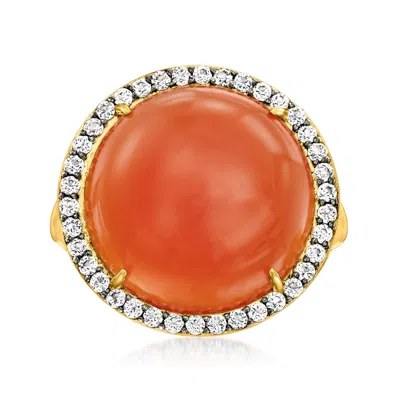 Ross-simons Carnelian And White Topaz Ring In 18kt Gold Over Sterling In Orange