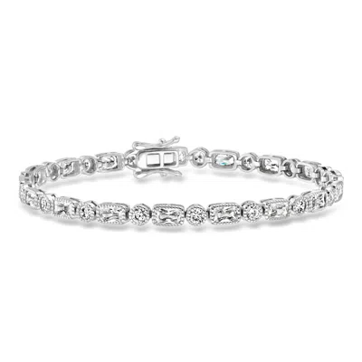 Ross-simons Cz Bracelet In Sterling Silver In Transparent