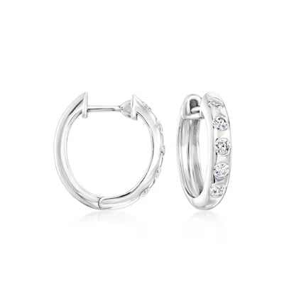 Ross-simons Cz Hoop Earrings In Sterling Silver