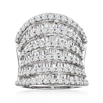 Ross-simons Cz Multi-row Ring In Sterling Silver In Metallic