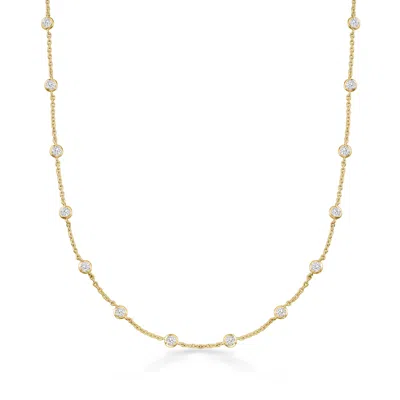 Ross-simons Cz Station Necklace In 18kt Gold Over Sterling