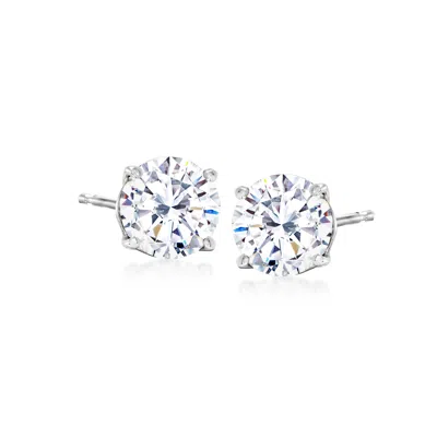 Ross-simons Cz Stud Earrings In 14kt White Gold In Metallic