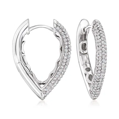Ross-simons Cz V-shaped Hoop Earrings In Sterling Silver In Metallic