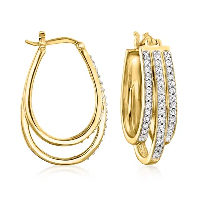 Ross-simons Diamond 3-row Hoop Earrings In 18kt Gold Over Sterling