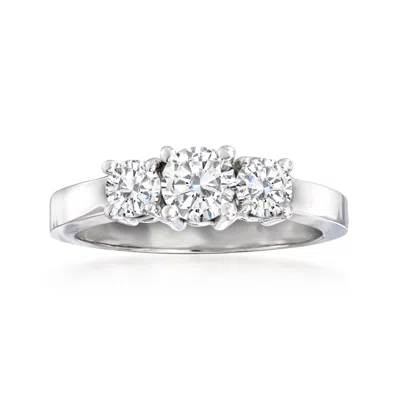 Ross-simons Diamond 3-stone Ring In 14kt White Gold In Metallic
