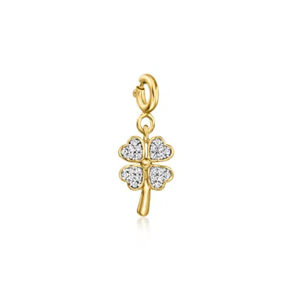 Ross-simons Diamond 4-leaf Clover Charm In 18kt Gold Over Sterling