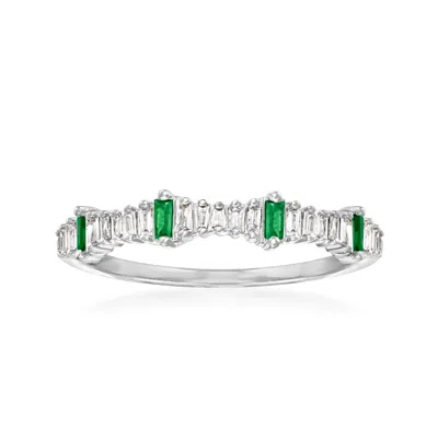Ross-simons Diamond And . Emerald Ring In 14kt White Gold In Metallic