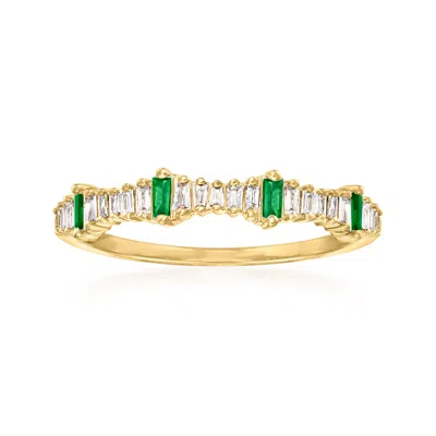 Ross-simons Diamond And . Emerald Stackable Ring In 14kt Yellow Gold In Green