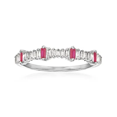 Ross-simons Diamond And . Ruby Ring In 14kt White Gold In Metallic