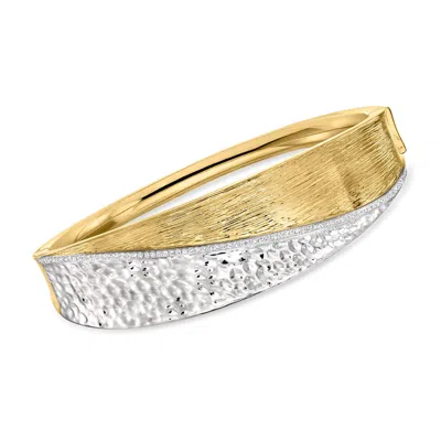 Ross-simons Diamond Bangle Bracelet In Sterling Silver And 18kt Gold Over Sterling In Multi
