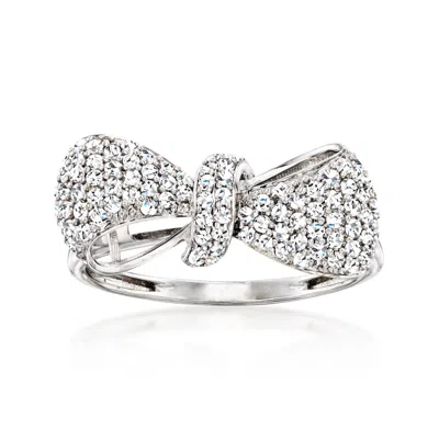 Ross-simons Diamond Bow Ring In 14kt White Gold In Metallic