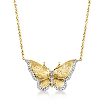 Ross-simons Diamond Butterfly Necklace In 18kt Gold Over Sterling In Multi