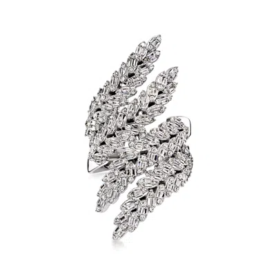 Ross-simons Diamond Bypass Ring In 14kt White Gold In Silver
