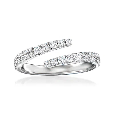 Ross-simons Diamond Bypass Ring In Sterling Silver In White