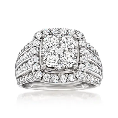 Ross-simons Diamond Cluster Ring In 14kt White Gold In Transparent