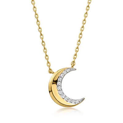 Ross-simons Diamond Crescent Moon Necklace In 18kt Gold Over Sterling In Silver