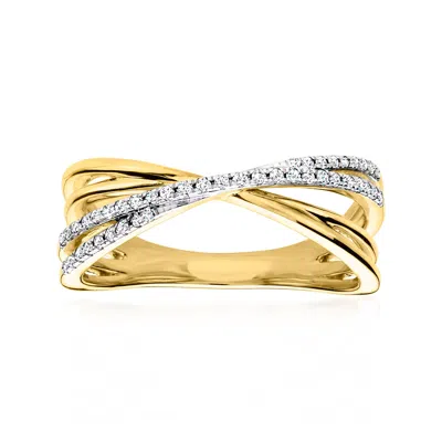 Ross-simons Diamond Crisscross Ring In 18kt Gold Over Sterling In Silver
