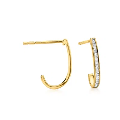 Ross-simons Diamond Curved Earrings In 18kt Gold Over Sterling In Multi
