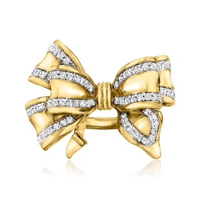 Ross-simons Diamond Double-bow Ring In 18kt Gold Over Sterling In Neutral