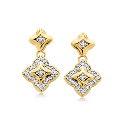 Ross-simons Diamond Drop Earrings In 18kt Gold Over Sterling In Silver