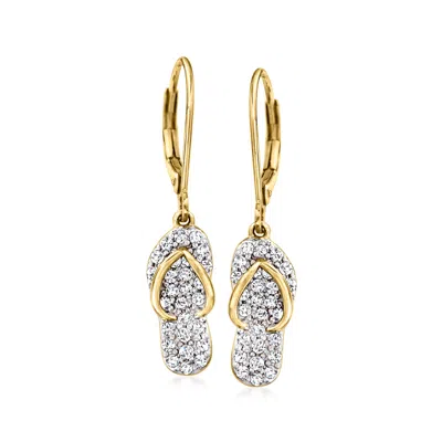 Ross-simons Diamond Flip Flop Drop Earrings In 18kt Gold Over Sterling In Silver