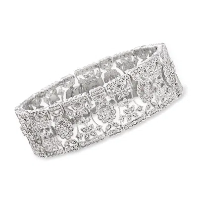 Ross-simons Diamond Floral Bracelet In Sterling Silver In Multi