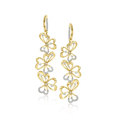 Ross-simons Diamond Floral Drop Earrings In 18kt Gold Over Sterling In Pattern