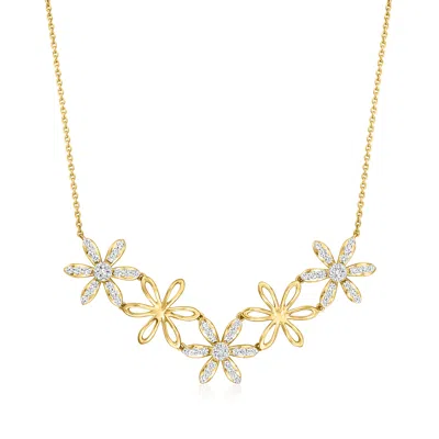 Ross-simons Diamond Flower Necklace In 18kt Gold Over Sterling