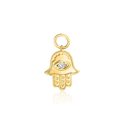 Ross-simons Diamond Hamsa Hoop Charms In 14kt Yellow Gold