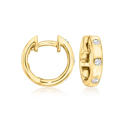 Ross-simons Diamond Hoop Earrings In 18kt Gold Over Sterling In Transparent